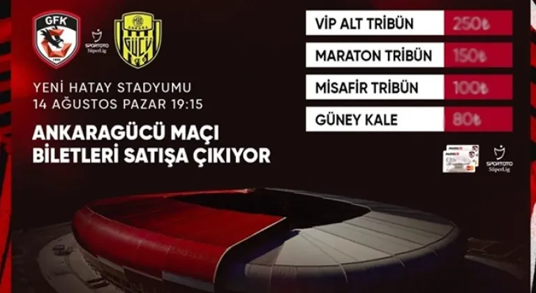 Gaziantep FK-Ankaragücü maçı biletleri satışa çıktı