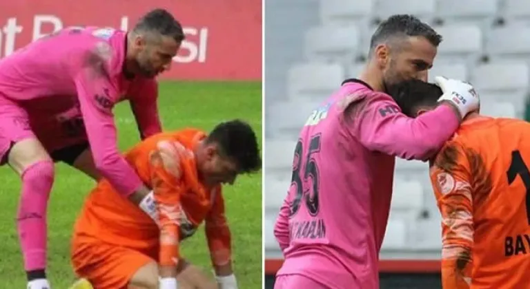 Hatalı gol yiyen Ankaraspor'un genç kalecisini meslektaşı teselli ett