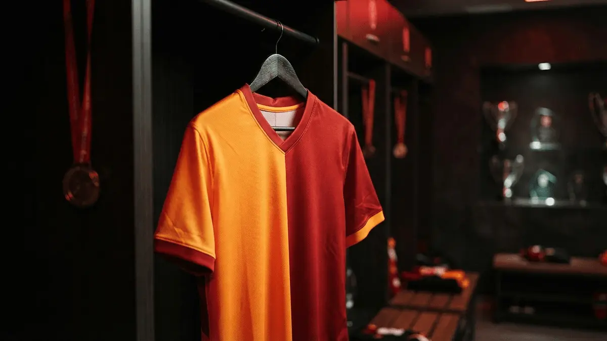 Galatasaray jersey in locker room symbolizing new player transfer announcement