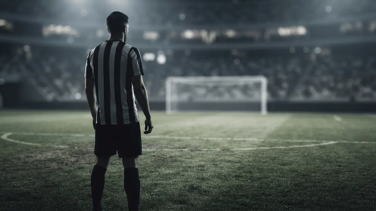 Anonymous striker on a football pitch representing Beşiktaş’s decision on the Vlahovic transfer