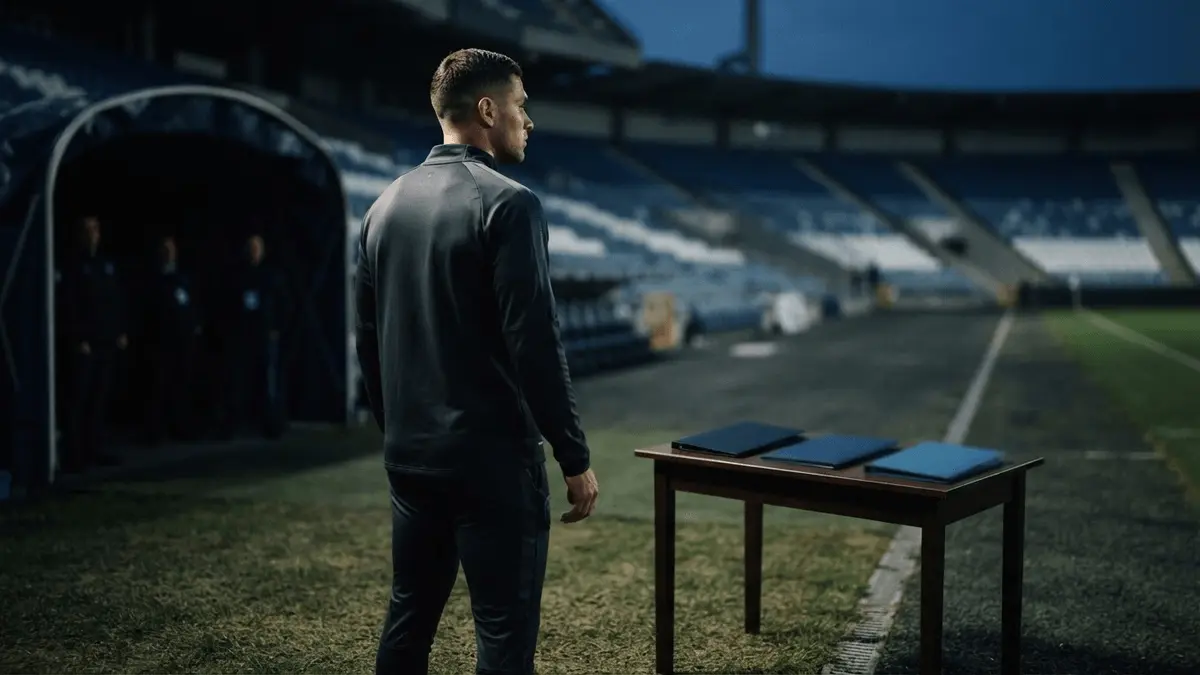 Non-identifiable football striker on a stadium pitch symbolizing Fenerbahçe and Napoli transfer negotiations
