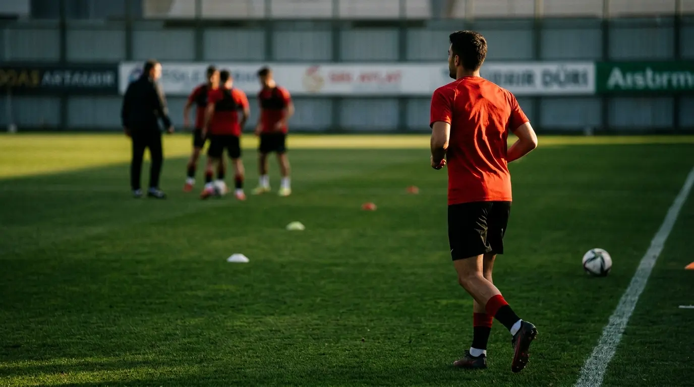 Sakatlığını atlatan futbolcunun Gençlerbirliği antrenmanına dönüşünü simgeleyen spor fotoğrafı